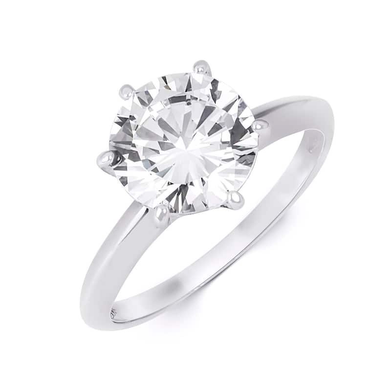 MayaMila Sterling Silver Round CZ Solitaire Promise Engagement Ring 3 CTW