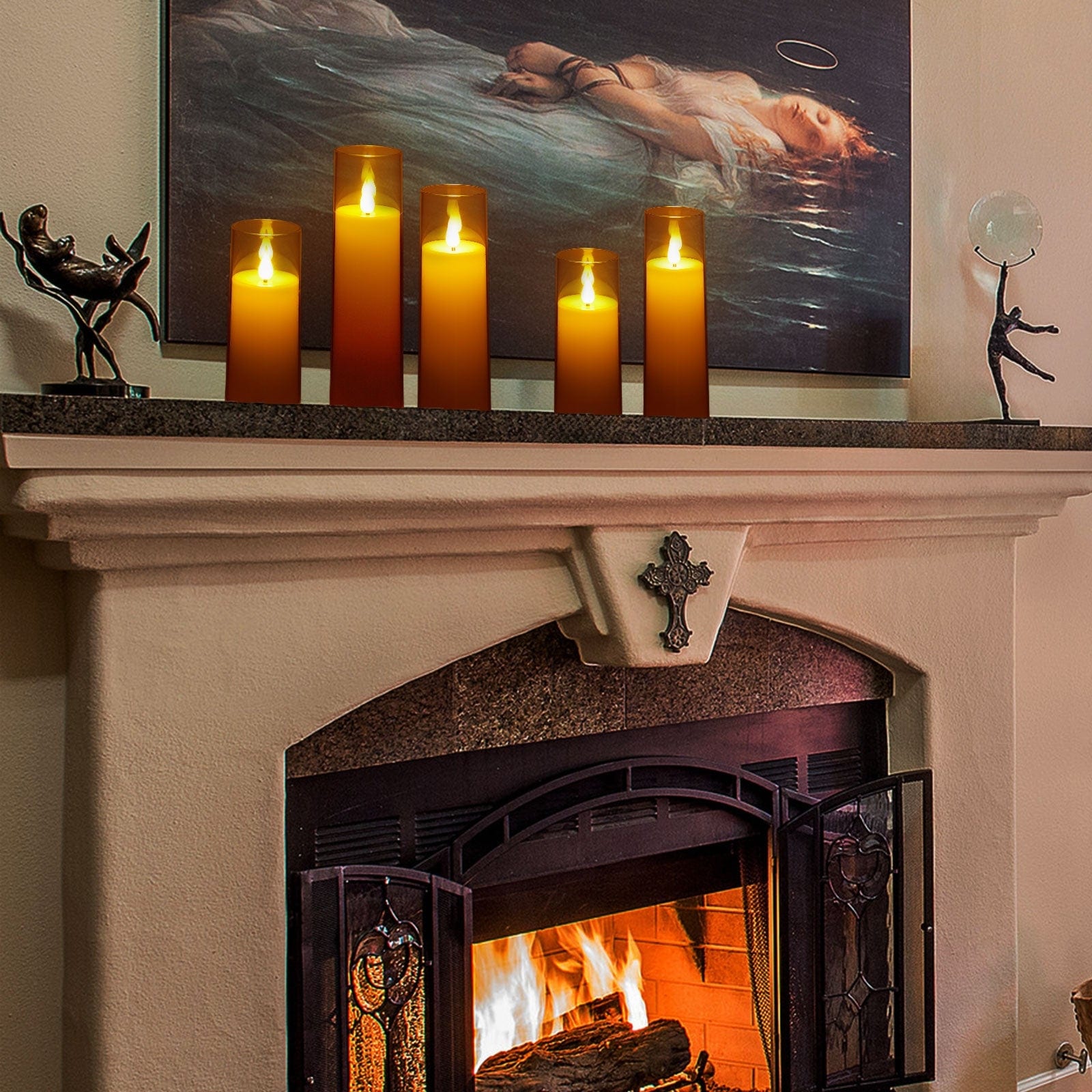 Led candles in fireplace new arrivals