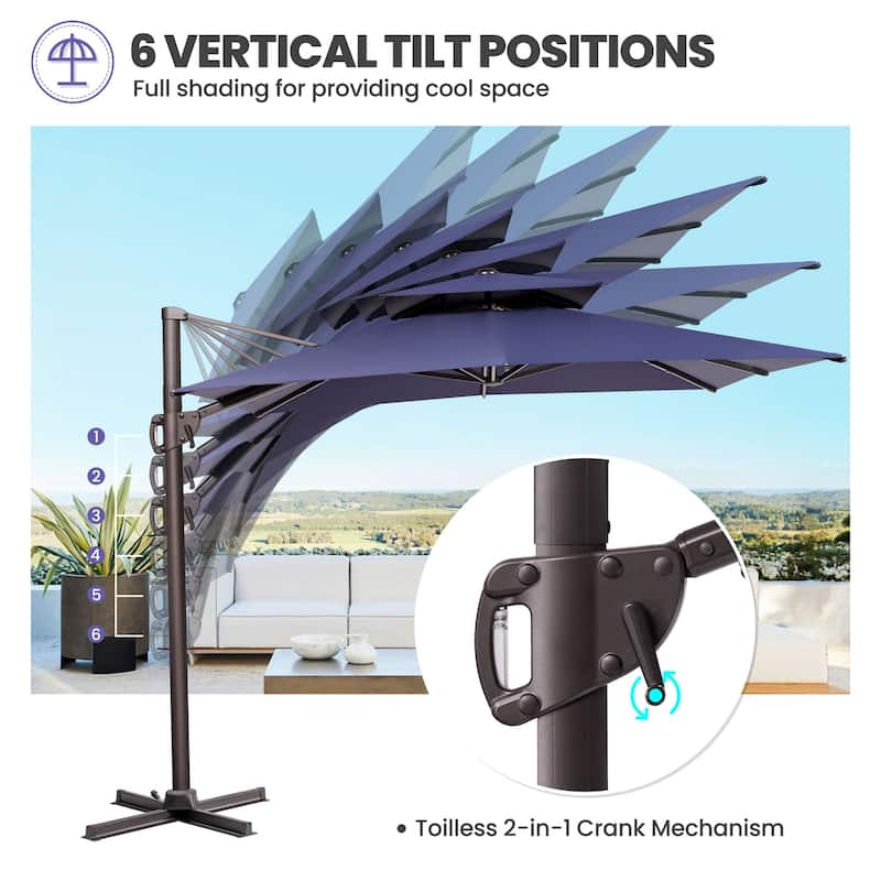 Outdoor 9 x 11 ft Patio Offset Cantilever Umbrella with Weights Base