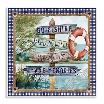 Stupell Plaid Border Lake Sign Wall Plaque Art Design By Nicole DeCamp