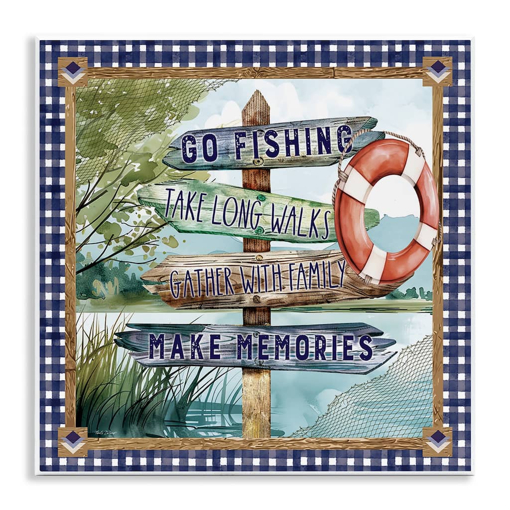 Stupell Plaid Border Lake Sign Wall Plaque Art Design By Nicole DeCamp