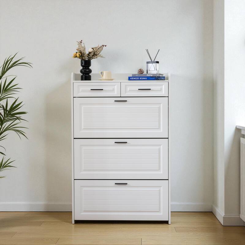 32.6" Modern Shoe Cabinet with 2 Drawers and 3 Flip Doors, Large Capacity Shoe Storage Organizer for Entryway or Hallway