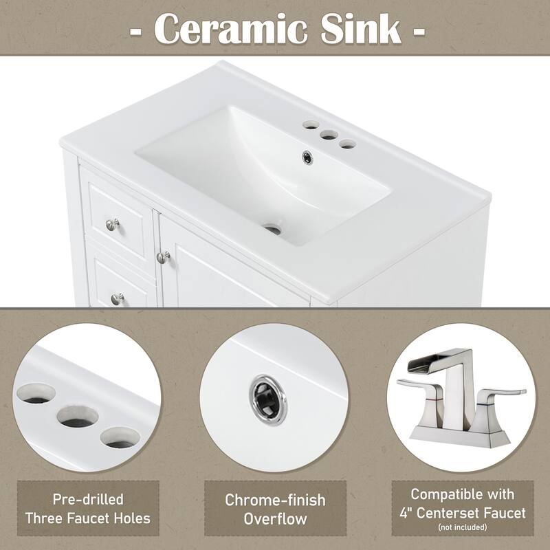 Bathroom Vanity with Sink,Shelf and Drawers