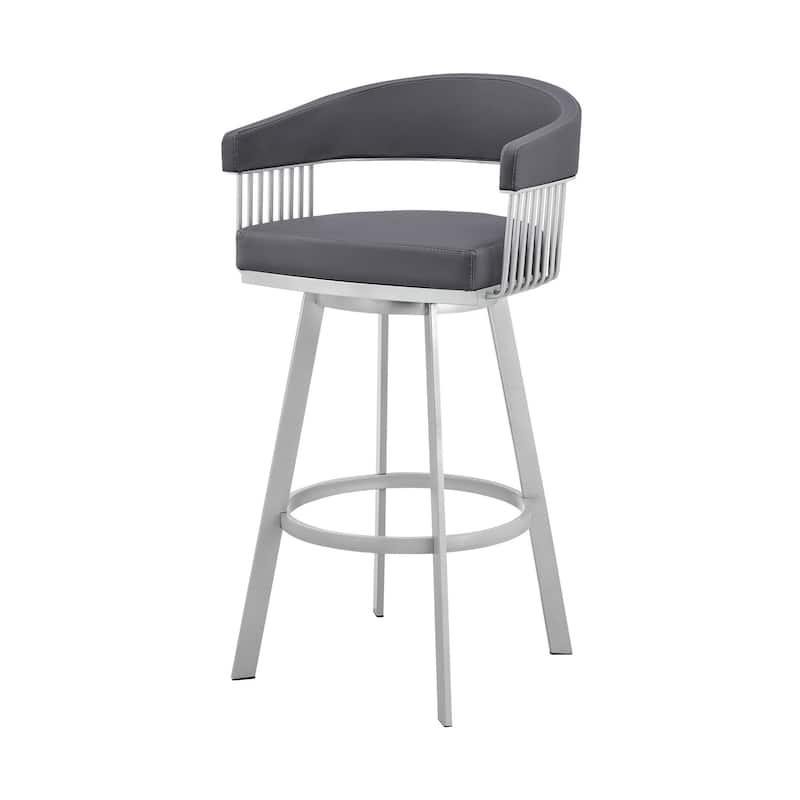 Comfortable Round Seat Low Back Bar Chair with Foam Padding Arms and Footrest for Home Bars