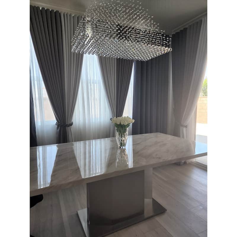 79'' Long Large Marble table with stainless steel base