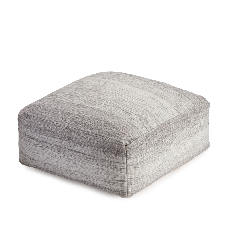 Jani Rincon 34-inch Gray & Ivory Square Oversized Pouf Ottoman - Stylish Footrest for Living Room - Grey/Ivory - Large