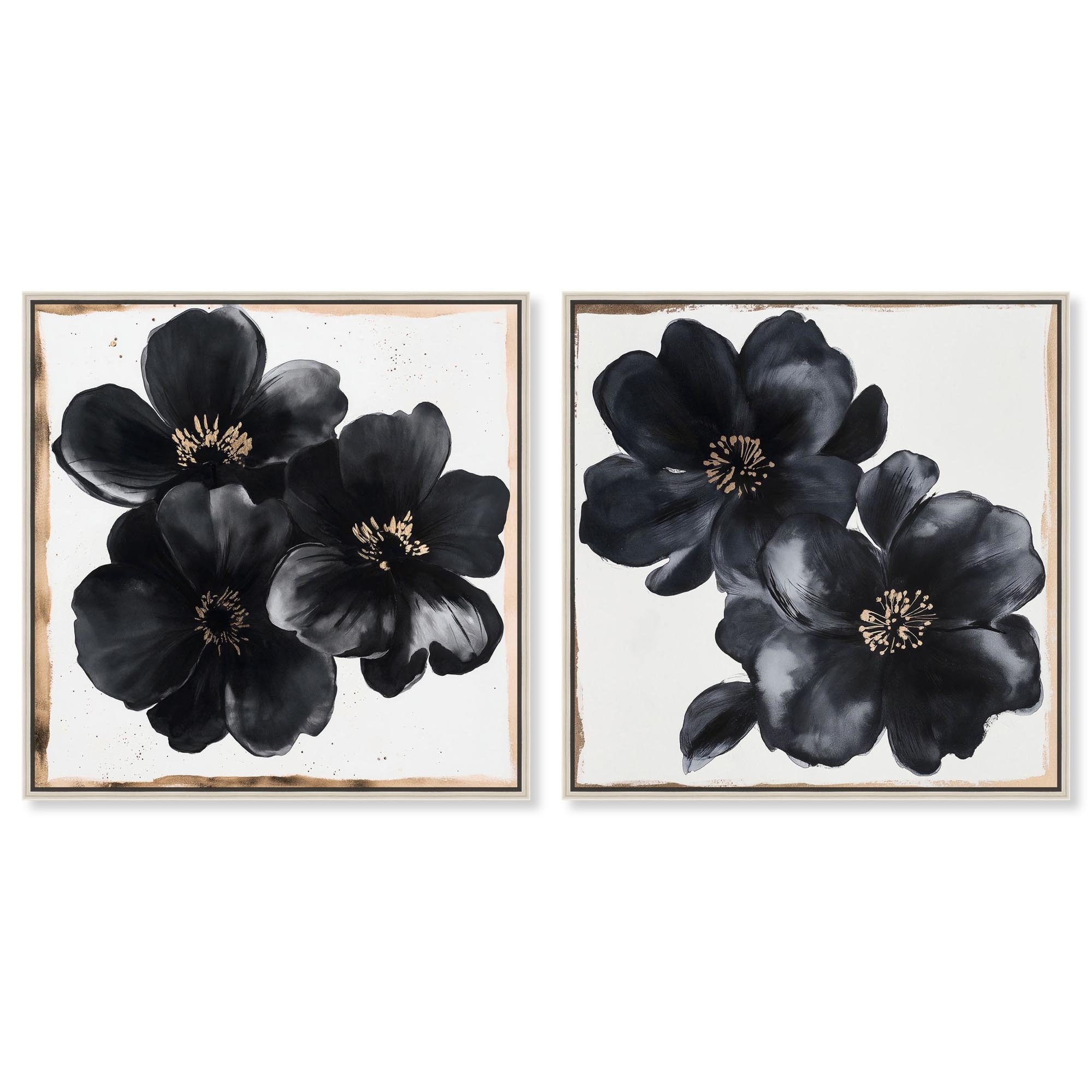 Black Gold Floral Set Canvas Set of 2 by Art Remedy