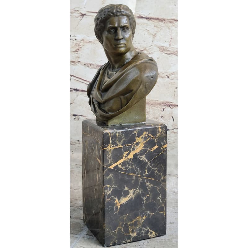 Marc Antony Bronze Metal Bust Sculpture On Marble Base - Signed Original Milo