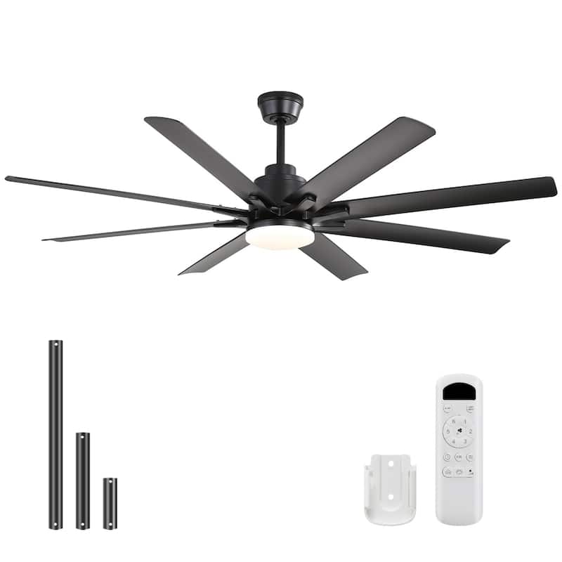 52"/66"/72"/76 Inch Modern Ceiling Fan with Dimmable LED Light ,Remote&APP Control,8 Blades for Large Living Room,Porch