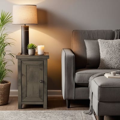 Bridgevine Home Joshua Creek 14 inch Chairside Table, No Assembly Required, Barnwood Finish