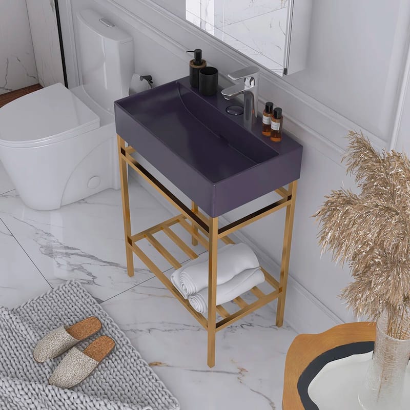 24" Freestanding Bathroom Vanity with Ceramic Sink - 23.62'' x13.98'' x 33.46''