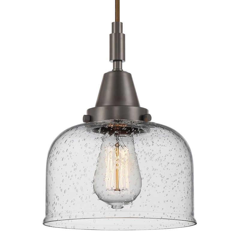 Innovations Lighting 447-1P-G74 Bell 8" Wide Mini Pendant with Clear, - Oil Rubbed Bronze