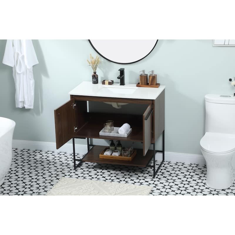 Tide 36 - 48 Inch Single Bathroom Vanity - Walnut - 36 Inches