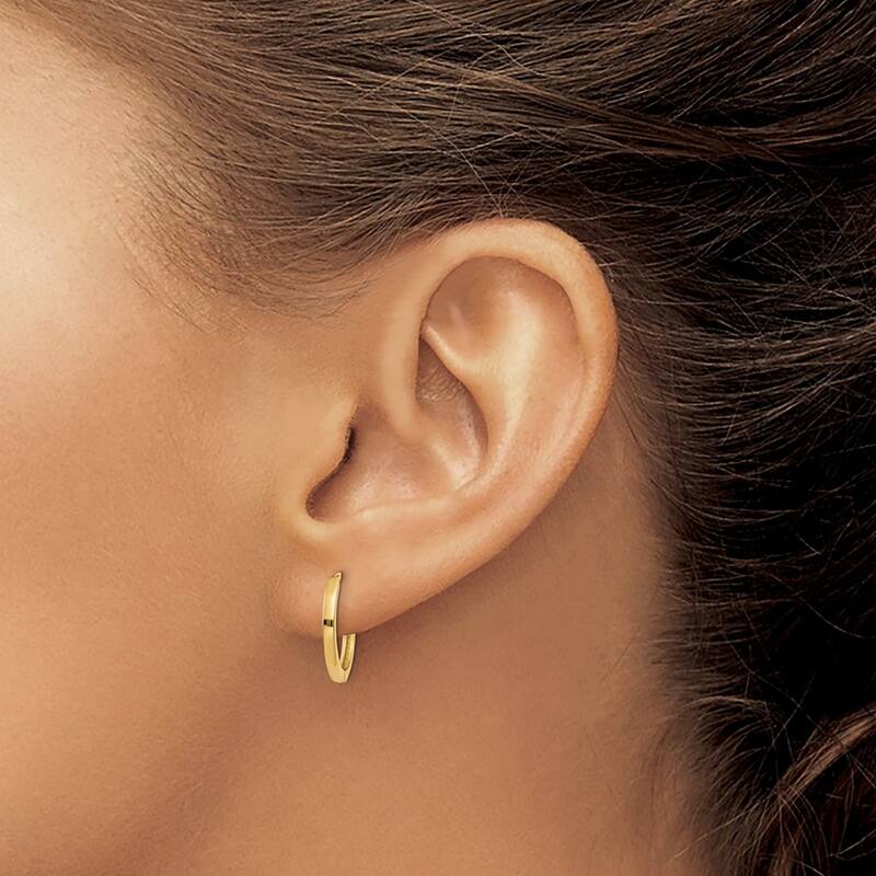 Curata 14k Yellow Gold Solid Polished 1.5x11mm Hinged Hoop Earrings