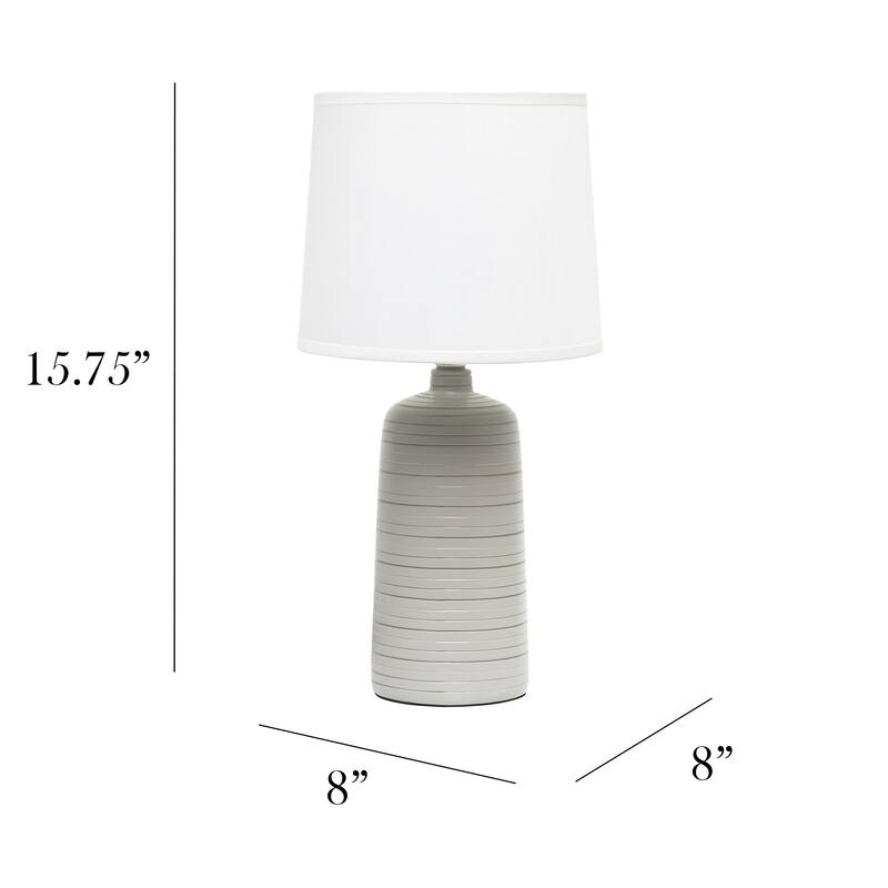 Simple Designs Textured Linear Ceramic Table Lamp, Off White - N/A