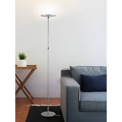 Brightech Sky Flux 67 in. Platinum Silver Industrial Dimmable and Color Temperature Adjustable LED Floor Lamp