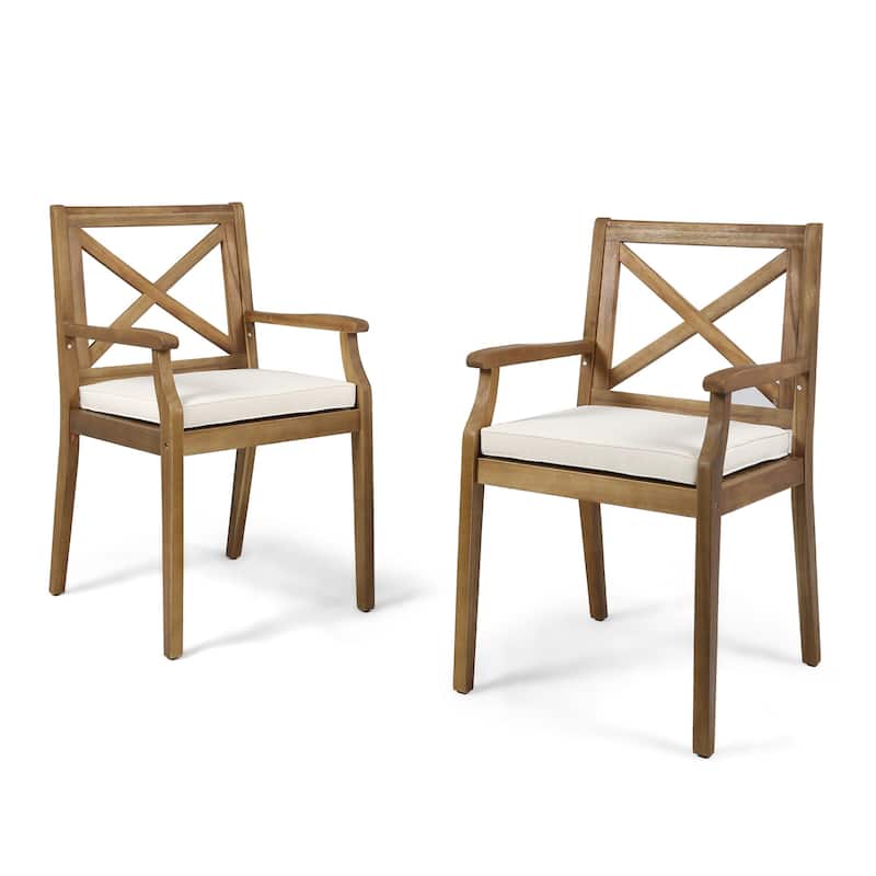 Set of 2 Dining Chairs with 2 Cushions
