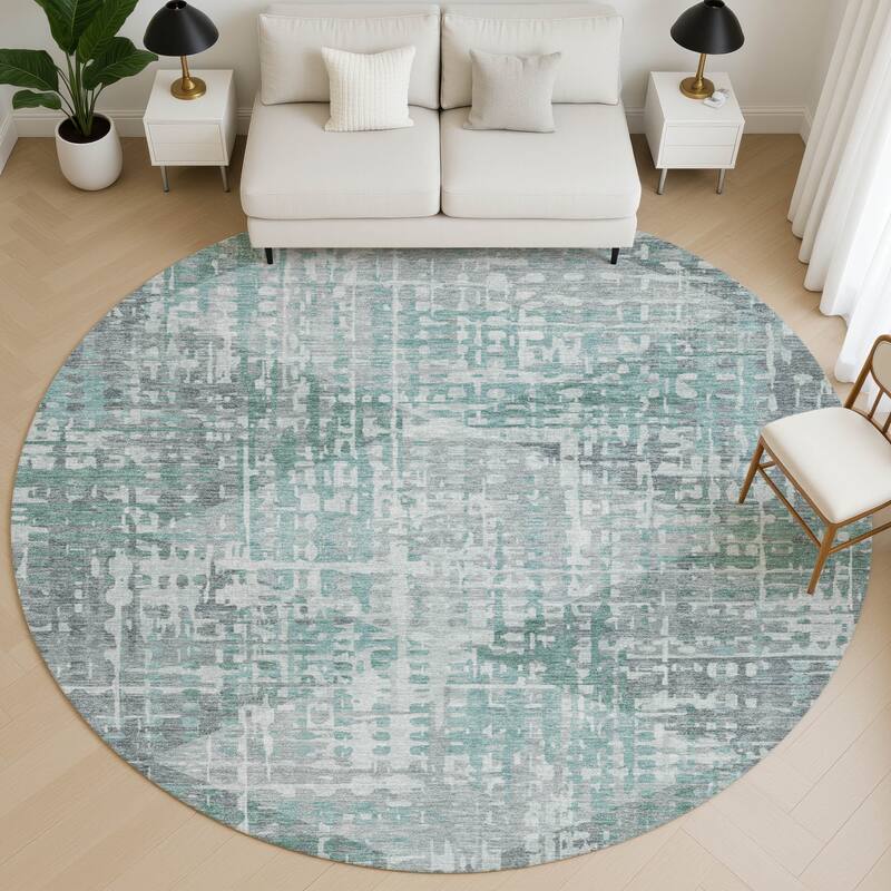 Premium Washable Super Soft Modern Diamonds Mayfield Rug - Teal - 8' x 8'