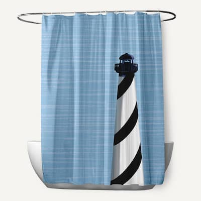 71 x 74-inch Light House Geometric Print Shower Curtain