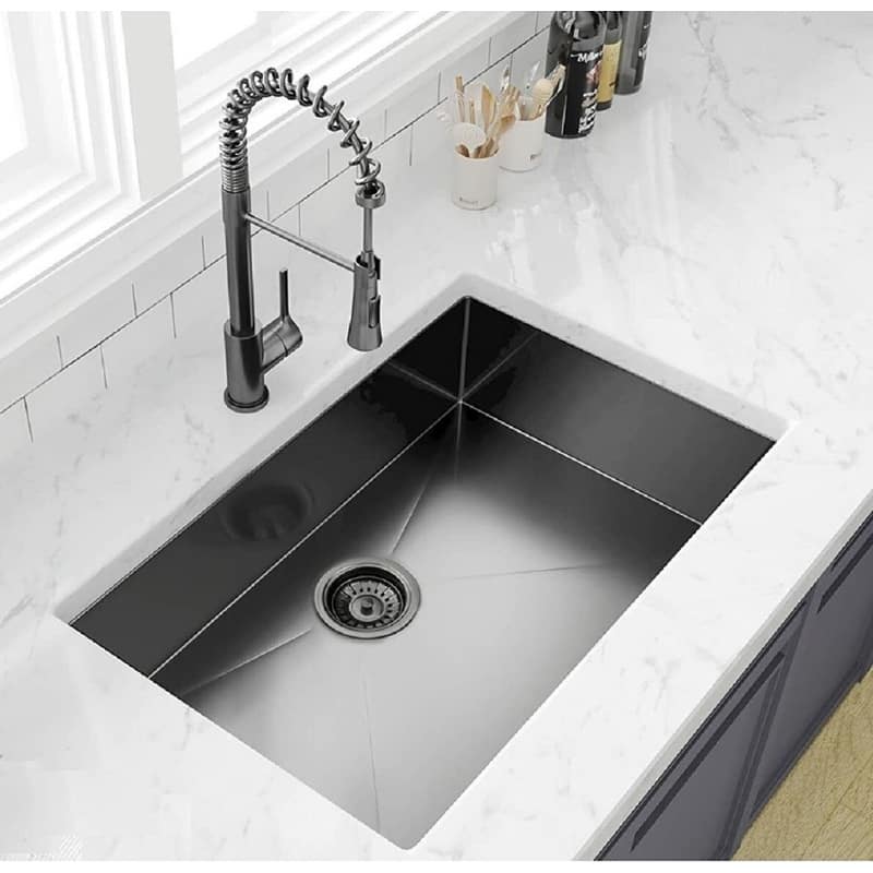Kingsman 36 Inch Galaxy Black Matte Black Stainless Steel Undermount 16-Gauge Kitchen Sink Single Bowl