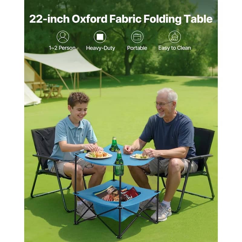 Portable Camping Table with 4 Cup Holders and Large Storage Bag for Outdoor Adventures