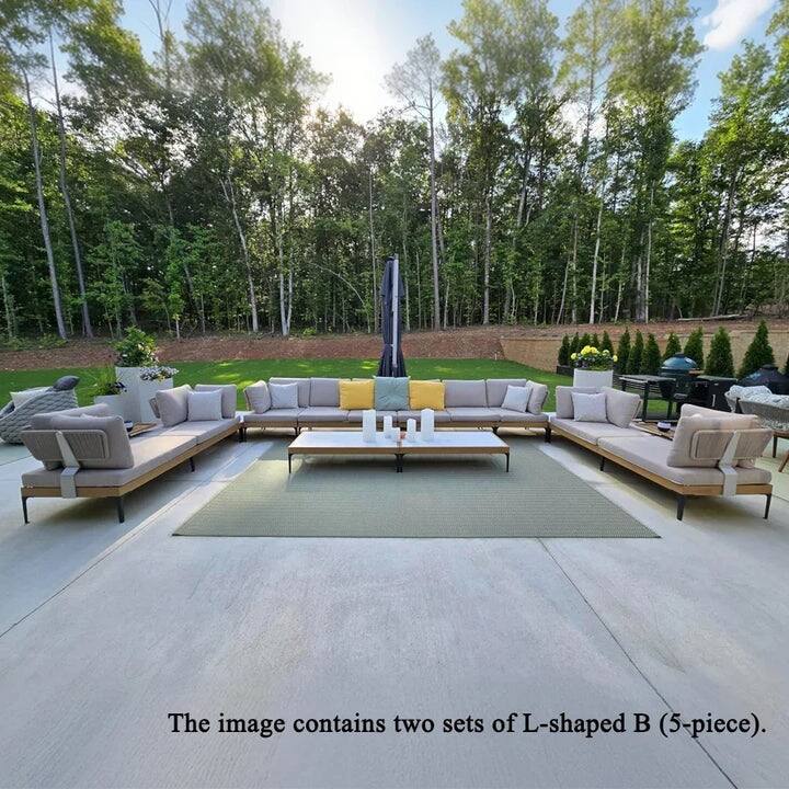 PURPLE LEAF Melben Light Grey Modular Outdoor Sectional with Cushions Flexible Layout Patio Conversation Set Couch