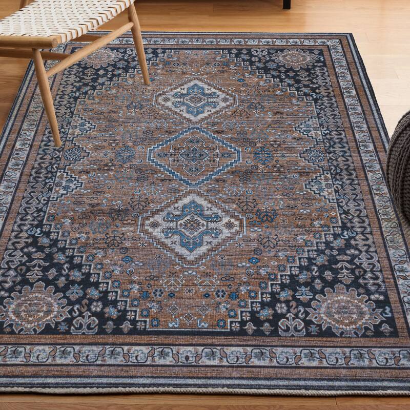 JONATHAN Y Didim Geometric Medallions Machine Washable Area Rug