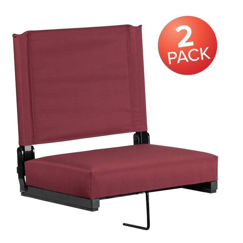2 Pack 500 lb. Rated Lightweight Stadium Chair-Handle-Padded Seat