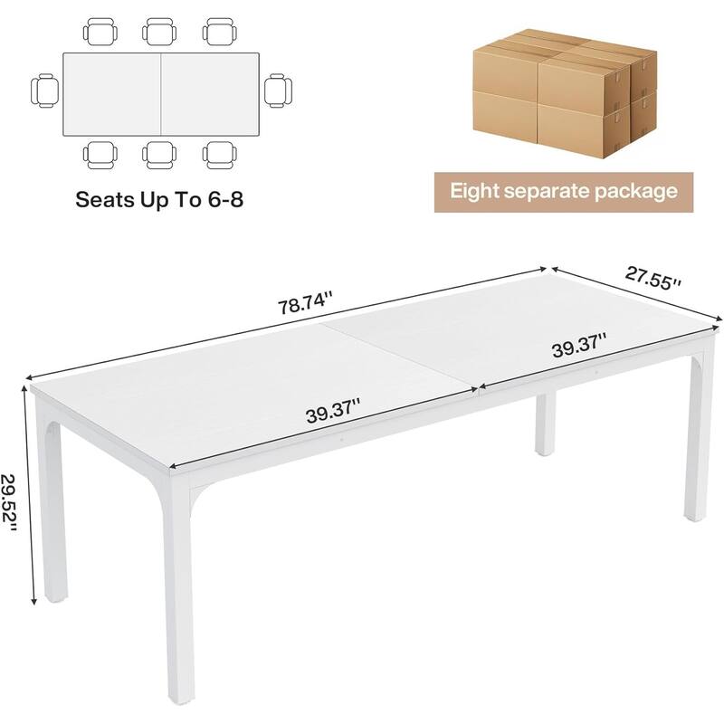 78.74-Inch Conference Table Set,13FT Conference Room Table, Large Rectangle Meeting Seminar Tables Set,Long Business Tables