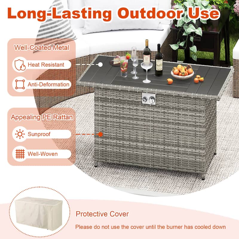 Costway 44.5" Propane Fire Pit Table with Metal Slatted Tabletop & - See Details