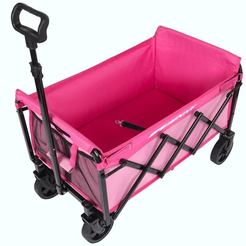 Collapsible Utility Wagon with Wheels, Lightweight Folding Cart with Cup Holders