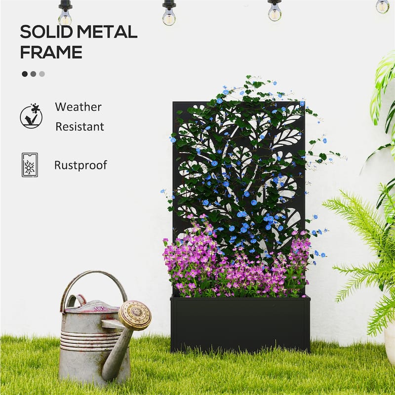 24" Black Metal Wall-Mountable Raised Garden Bed with Drainage Slots for Healthy Plants - 24" L x 9.1" W x 44.5" H
