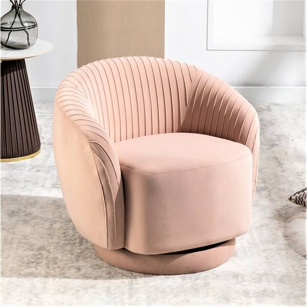 Modern Barrel Swivel Chair with Plush Velvet Upholstery and Smooth 360° Rotation Round Accent One-Seater Sofa