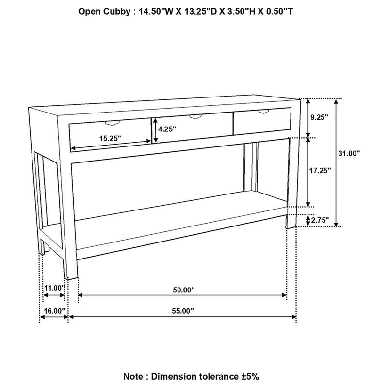 Esther 3-drawer Wood Console Table Grey Sheesham