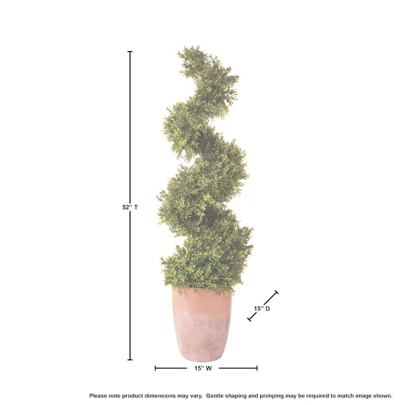 Spring Boxwood Spiral Terracotta pot 52"