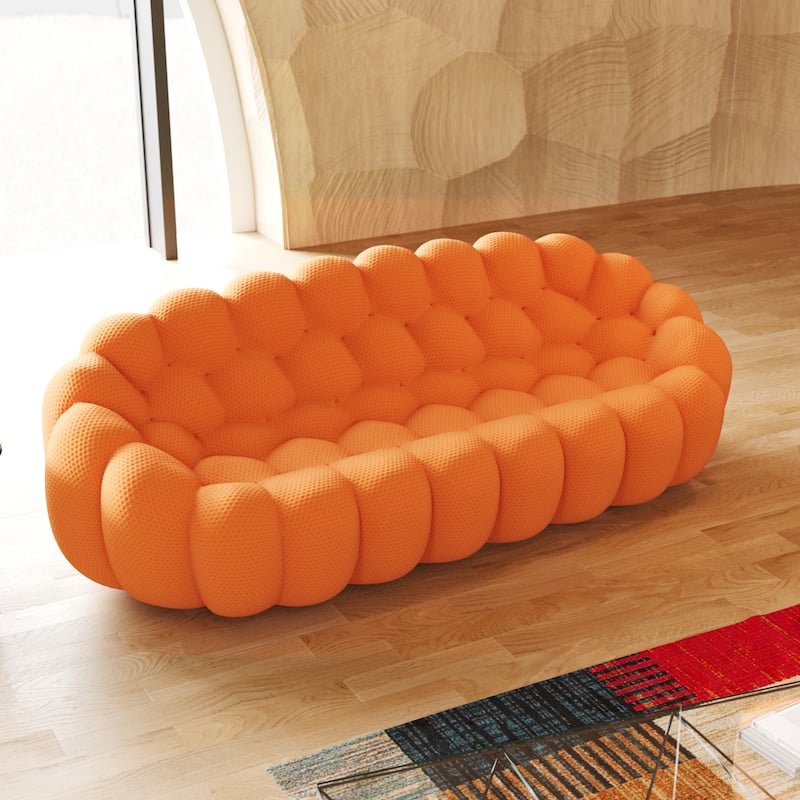 98.43'' Modern Bubble Sofa 3D Honeycomb Shape Lazy Sofa Couch - Orange