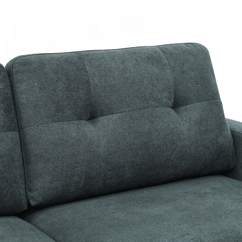 Mid-Century Modern Tufted Loveseat Sofa with Sturdy Wooden Legs for Relaxation