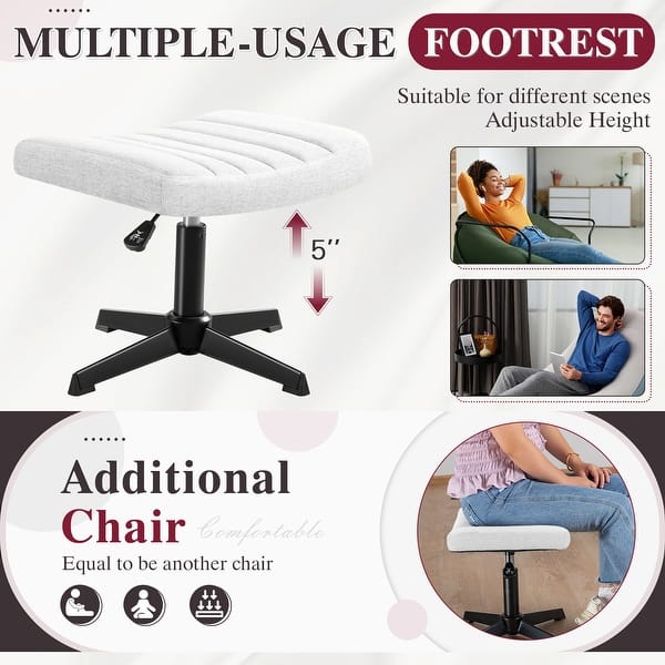 Furniwell Office Desk Chair Armless Swivel Vanity Chair with Footrest