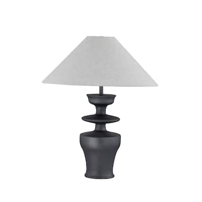 Brie 28" Table Lamp with Linen Shade, Black Satin (Set of 2)
