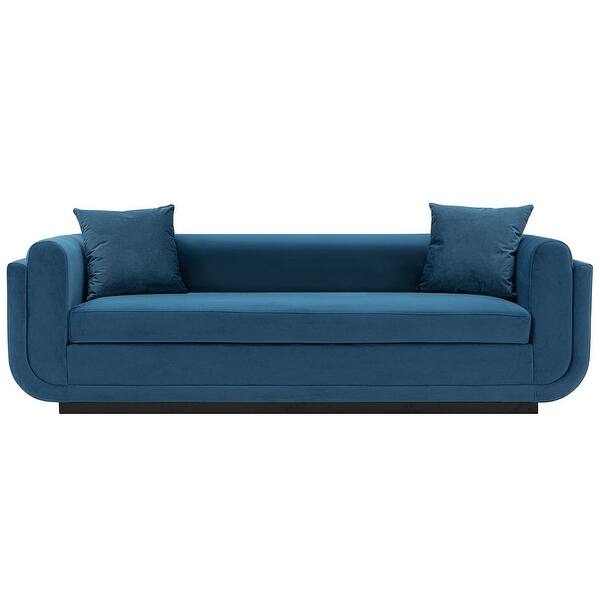 Manhattan Comfort Contemporary Edmonda Velvet Sofa with Pillows in Dark Grey