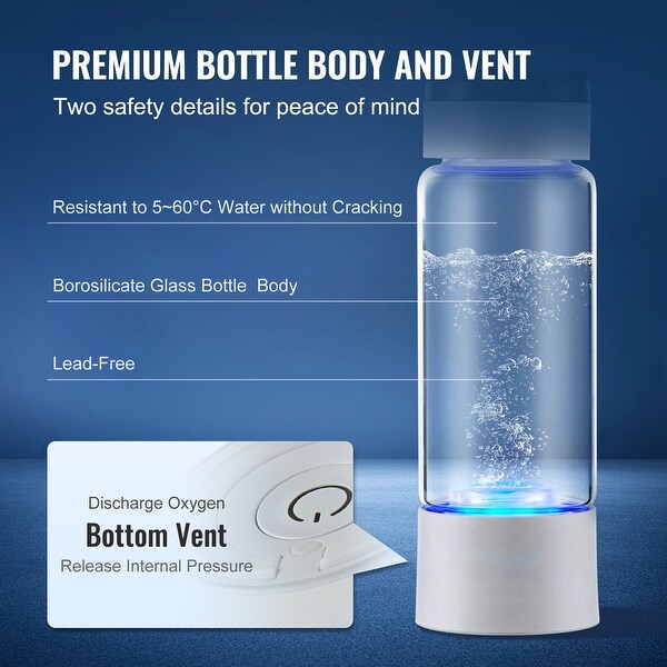 Hydrogen Water Bottle Generator with Nasal Inhalation Tube and