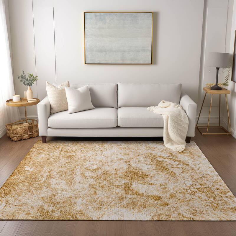 Machine Washable Indoor/ Outdoor Abstract Solid Chantille Rug