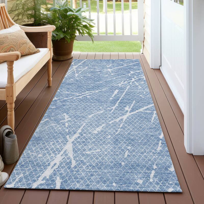 Machine Washable Indoor/ Outdoor Chantille Contemporary Crackle Rug