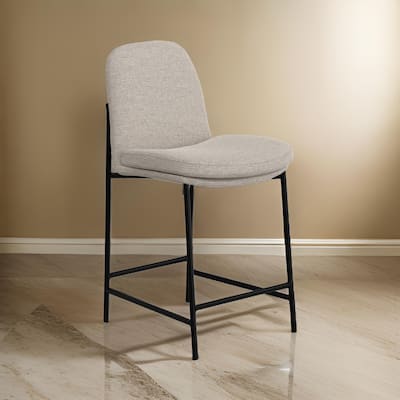 Reeve Counter Height Chair, Black Iron, Water-Resistant Beige Polyester