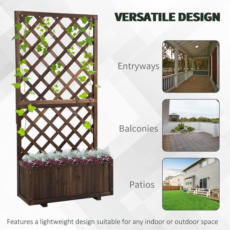 Outsunny Tall Planter Box with Trellis