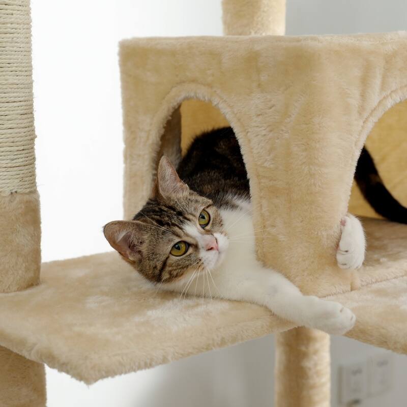 lush Sisal Scratcher with 2 Door Condo House Cat Tree - 21.65"L x 17.71"W x 56.3"H