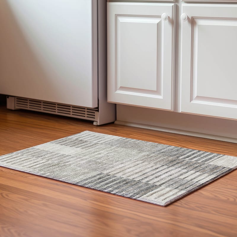 Premium Washable Super Soft Geo Stripe Mayfield Rug - Beige - 1'8" x 2'6"