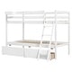 preview thumbnail 16 of 24, Twin Over Twin Bunk Bed Wood Bed Frame with 2 Storage Drawers and Ladder-Gray