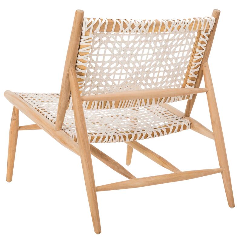 SAFAVIEH Bandelier Open Leather Weave Squared Accent Chair. - 26" W x 32" D x 31" H