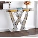 preview thumbnail 1 of 13, Modern Console Table Silver Entryway Table Inlay with Crushed Diamond 35IN - Silver